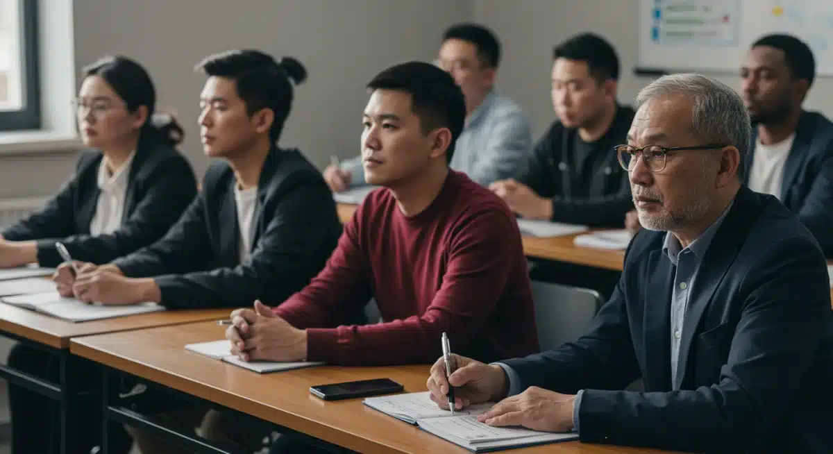 Diverse community members engaging in a town hall discussion about new social and economic policies.