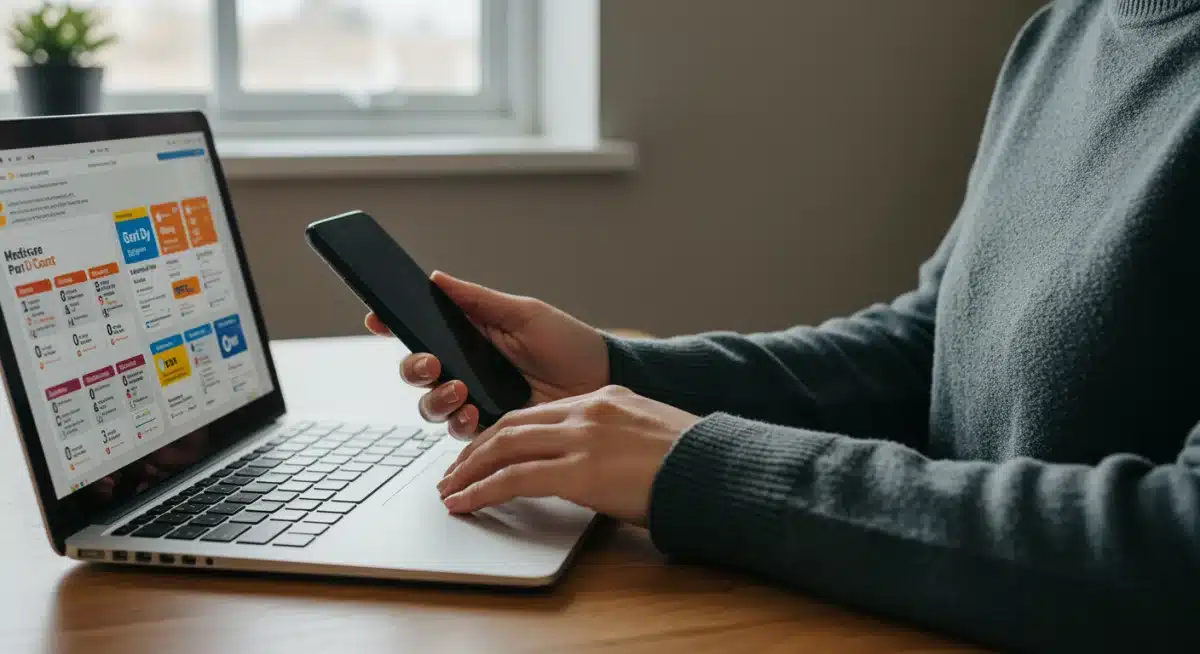 Person comparing Medicare Part D plans online for 2026 savings