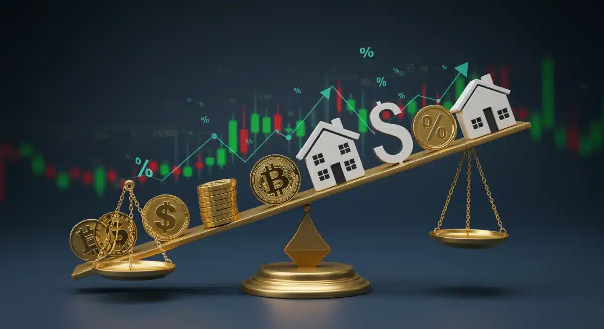 Diversified investment portfolio balancing different asset classes.