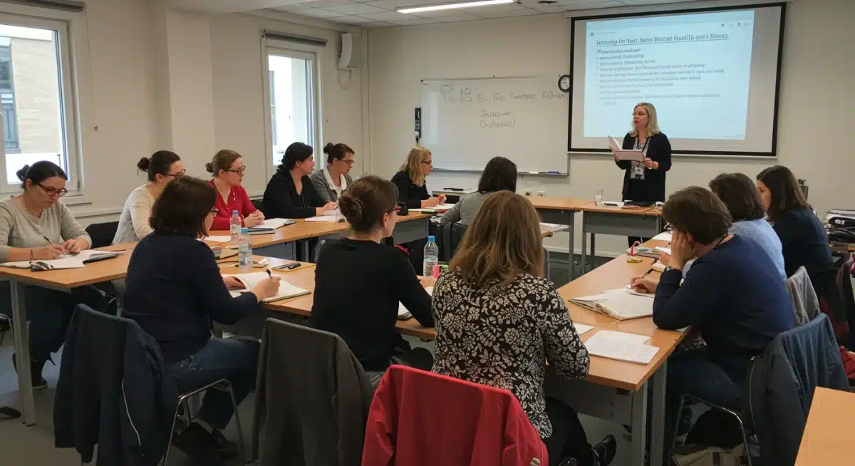 Educators attending a professional development workshop on student mental health awareness and intervention strategies.