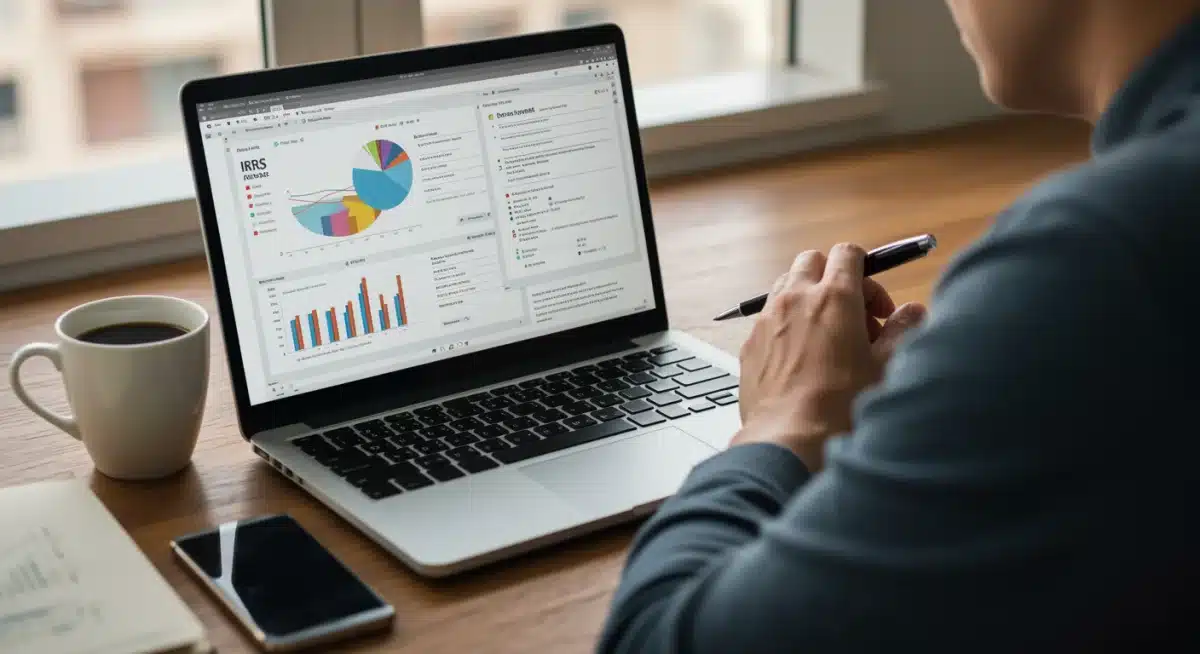 Individual reviewing complex financial documents and IRS forms on a laptop, emphasizing careful Roth IRA planning.