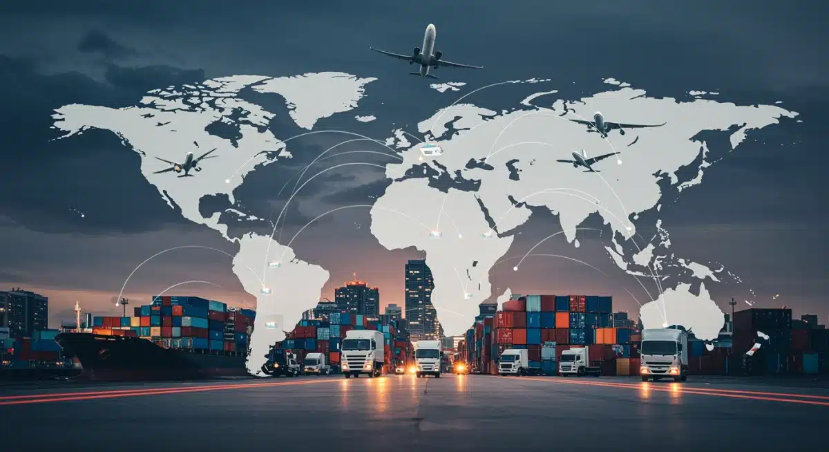 Global supply chain network illustrating improved logistics and trade flow due to the new U.S. agreement.