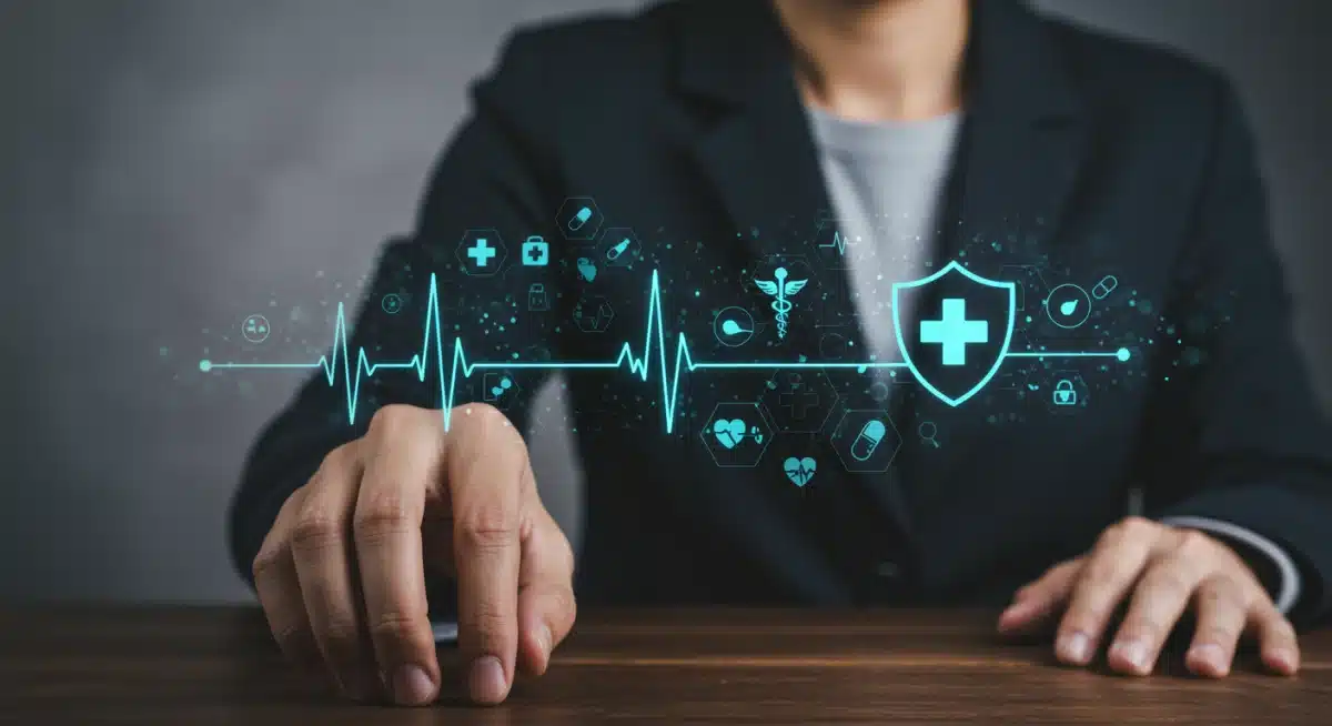 Graphic illustrating comprehensive health insurance coverage and digital access