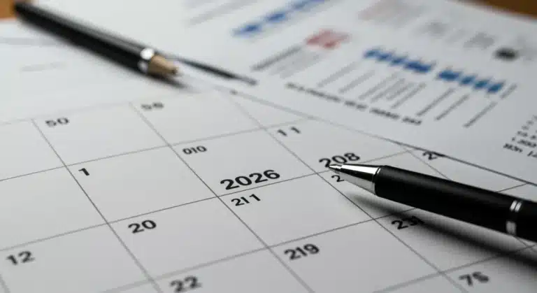 Calendar showing 2026 with a three-month window highlighted, symbolizing new IRS Roth IRA conversion rules.