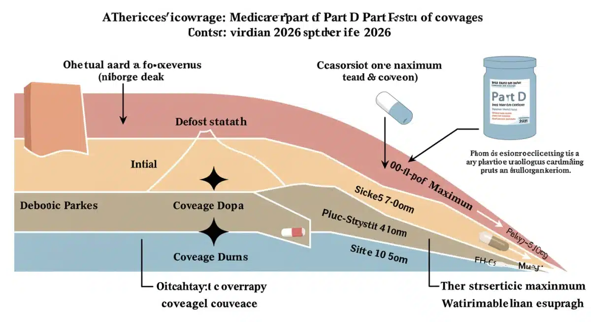 Infographic showing Medicare Part D coverage phases and 2026 changes
