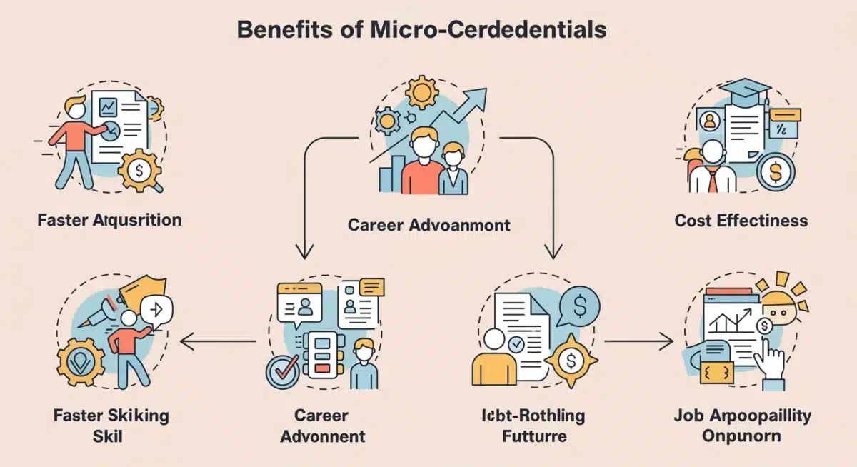 Infographic showing micro-credential benefits and career growth