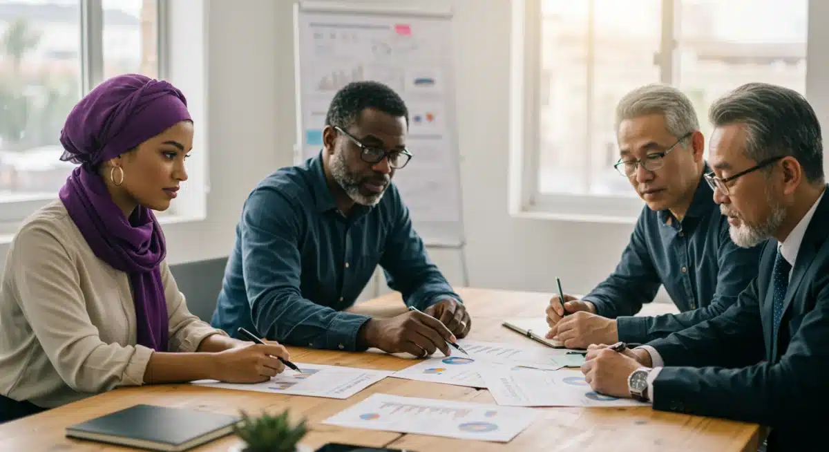 Small business owners strategizing for future financial changes