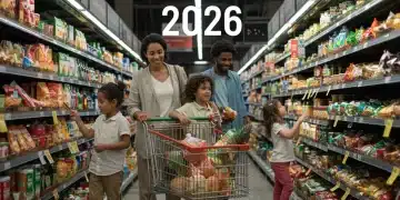 Family shopping for groceries with SNAP benefits in 2026