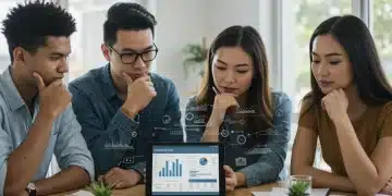 Students reviewing federal student loan repayment options on a tablet