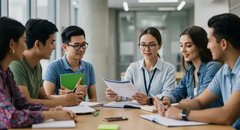Students and advisor reviewing FAFSA forms for 2026-2027 changes