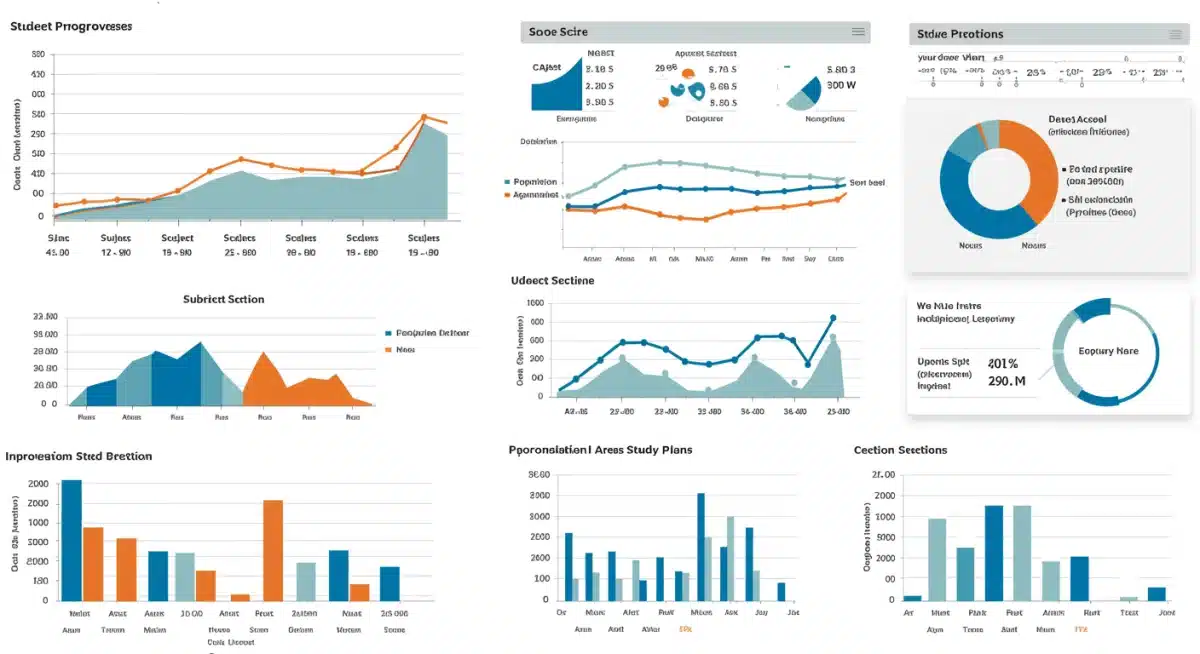 Progress tracking and data analysis for standardized test scores.