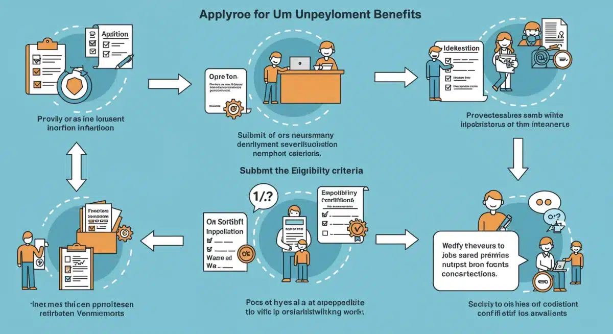 Infographic showing step-by-step unemployment application process